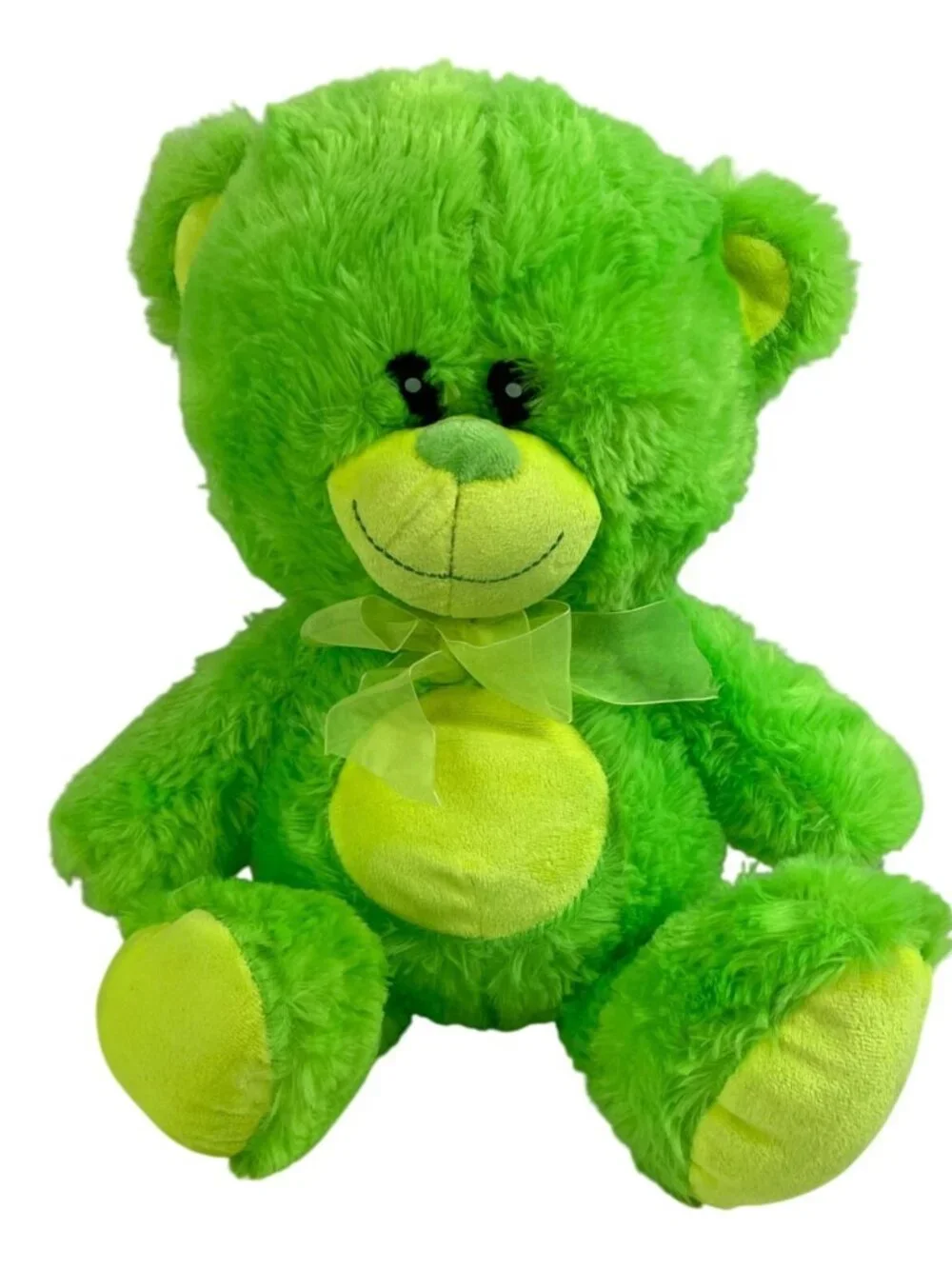 Vintage Fiesta Barrington 17" Neon Green Teddy Bear w/Bow Stuffed Plush Animal - Picture 1 of 9
